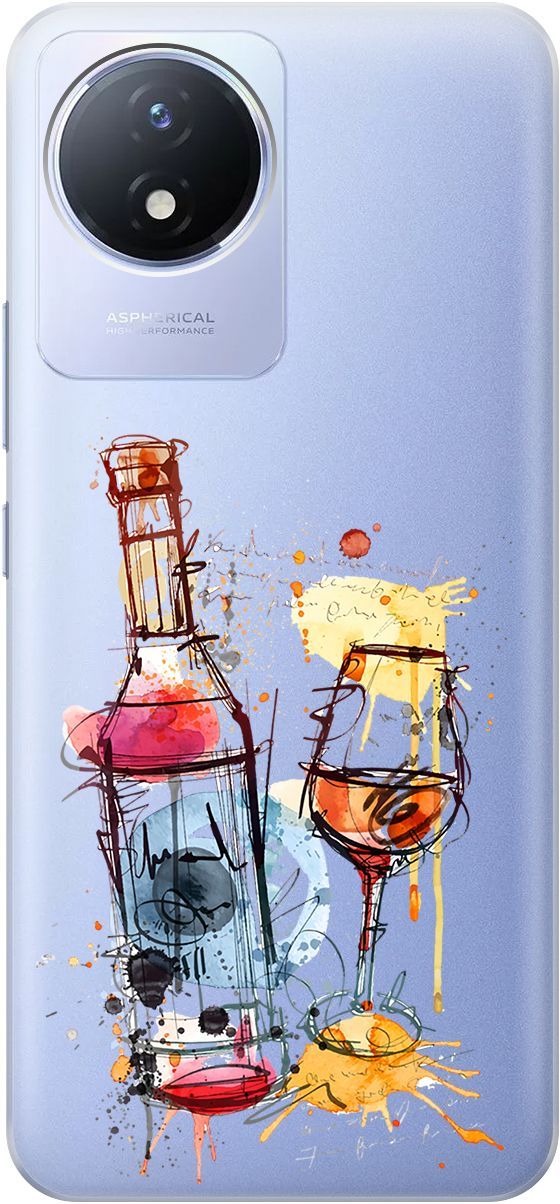 

Силиконовый чехол на Vivo Y02 с 3D принтом "Aquarelle Wine" прозрачный, Прозрачный;красный, 157843