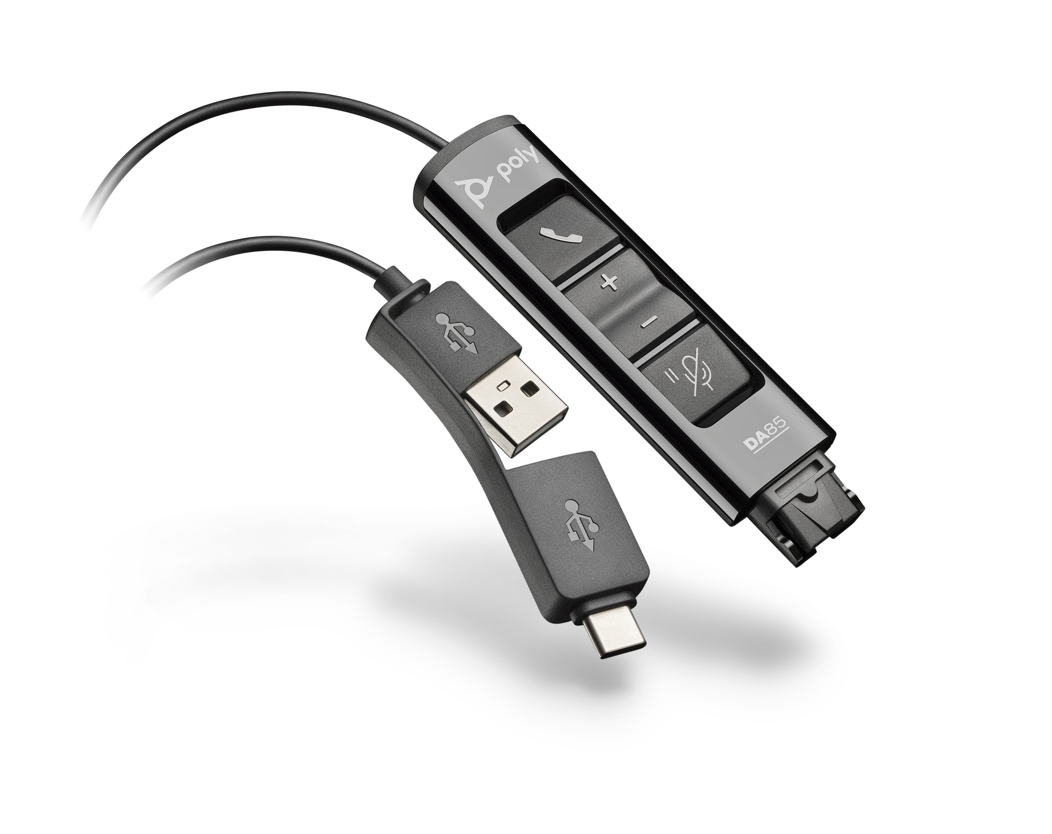 Адаптер Poly USB Type-A - USB Type-C вилка-розетка (218267-01) чёрный