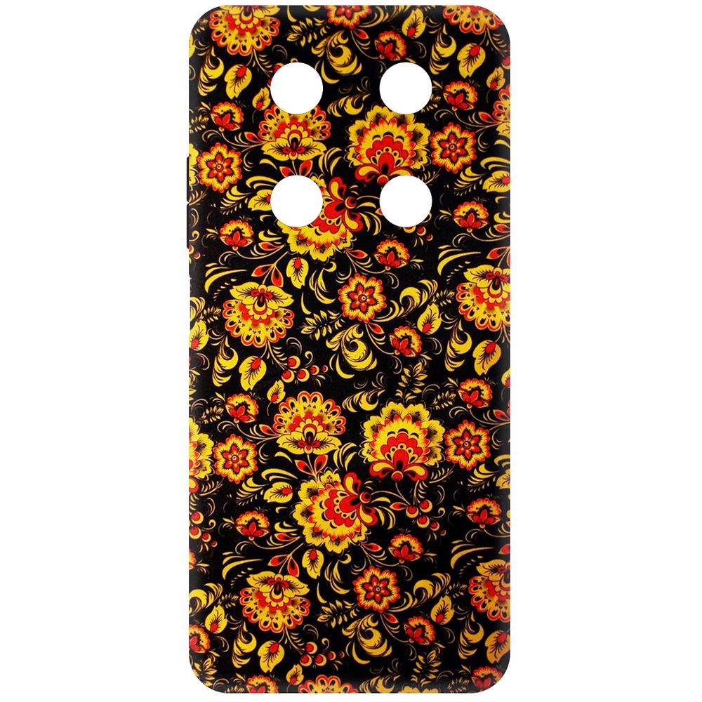 

Чехол-накладка Krutoff Soft Case Хохлома для ITEL RS4 черный
