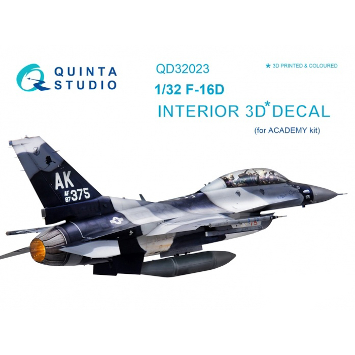 

QD32023 1/32 3D Декаль интерьера кабины F-16D для модели Academy, Цветной