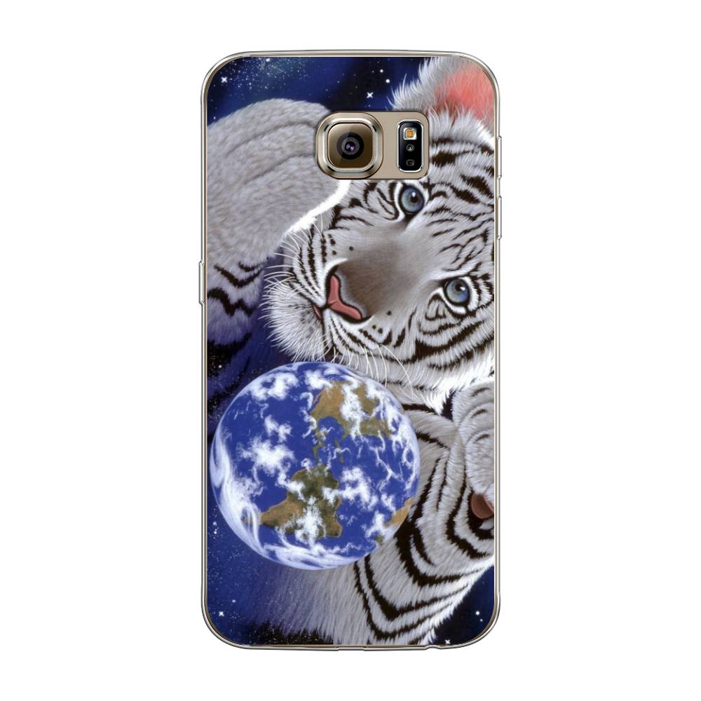 

Чехол на Samsung Galaxy S6 "Тигренок и Земля", Синий;белый;черный, 24350-1