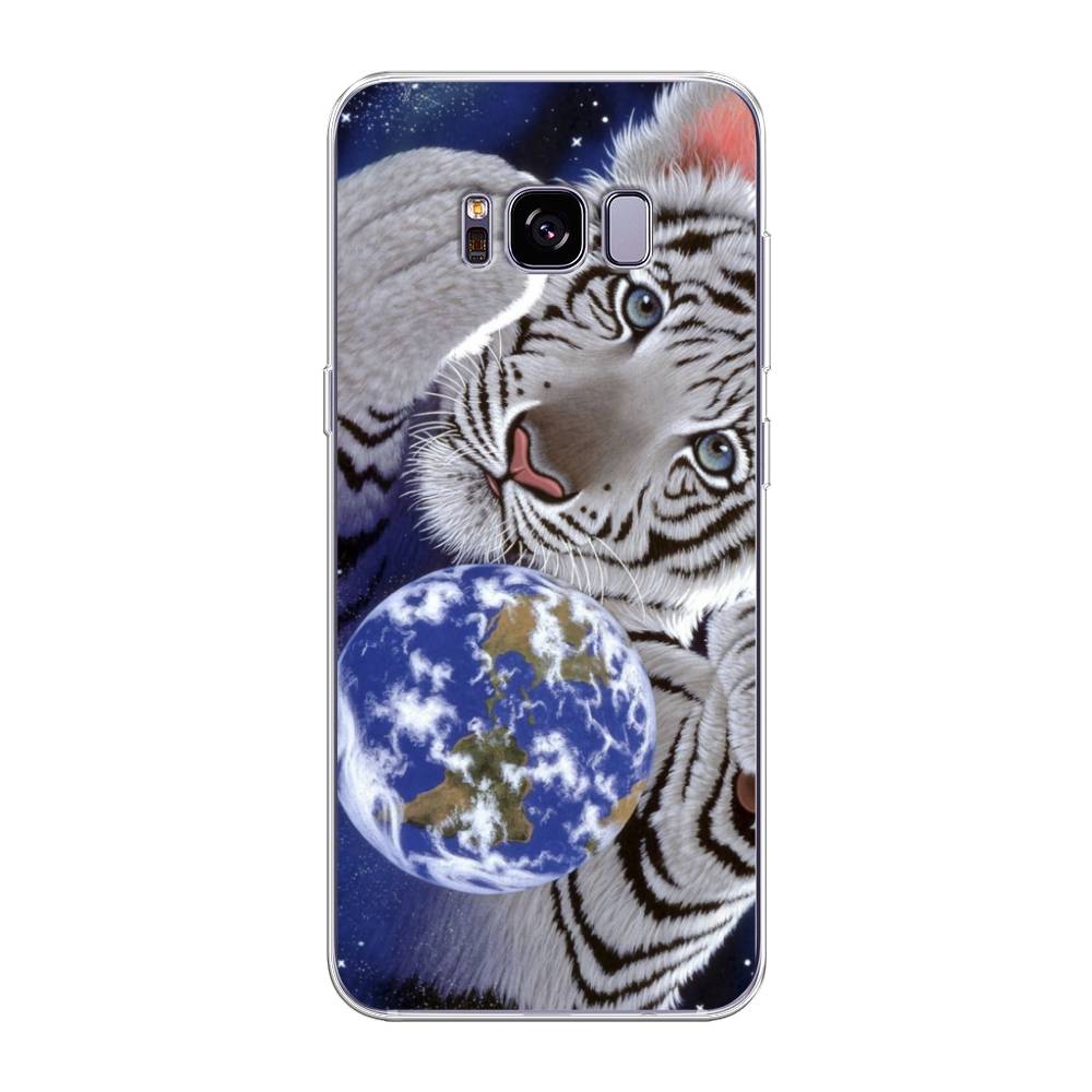 

Чехол на Samsung Galaxy S8 Plus "Тигренок и Земля", Синий;белый;черный, 24850-1