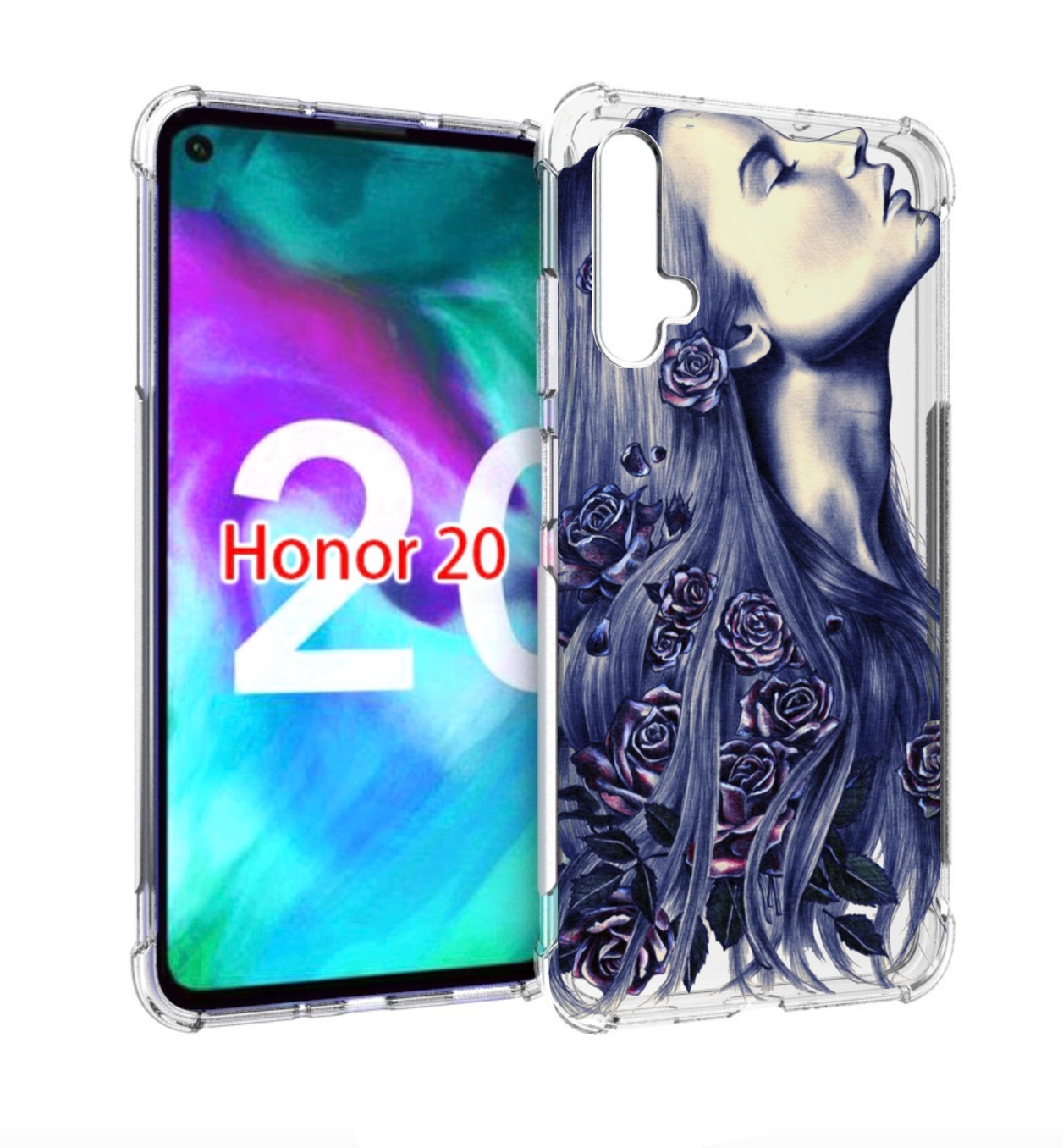 

Чехол бампер MyPads Девушка с розами женский для Honor 20, Прозрачный, Tocco