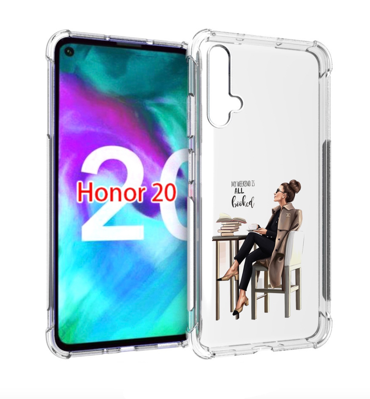 

Чехол бампер MyPads Девушка-в-кофейне для Honor 20, Прозрачный, Tocco
