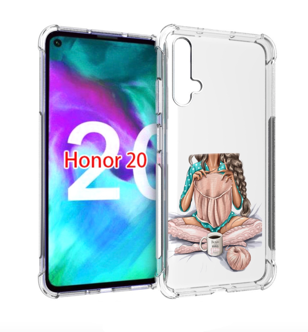 

Чехол бампер MyPads Девушка-вяжет женский для Honor 20 Honor, Прозрачный, Tocco