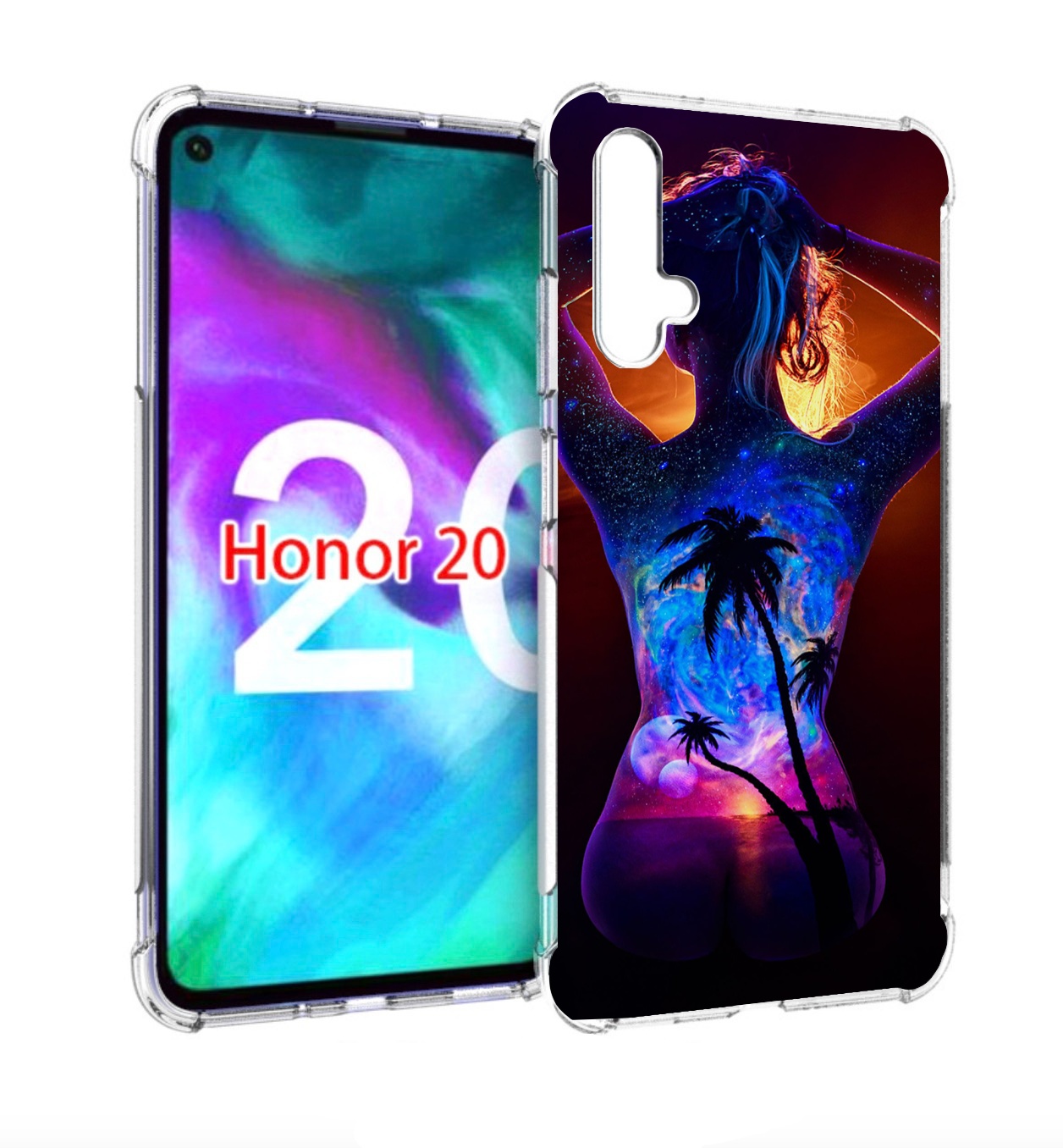 

Чехол бампер MyPads Девушка-и-пальмы женский для Honor 20, Прозрачный, Tocco