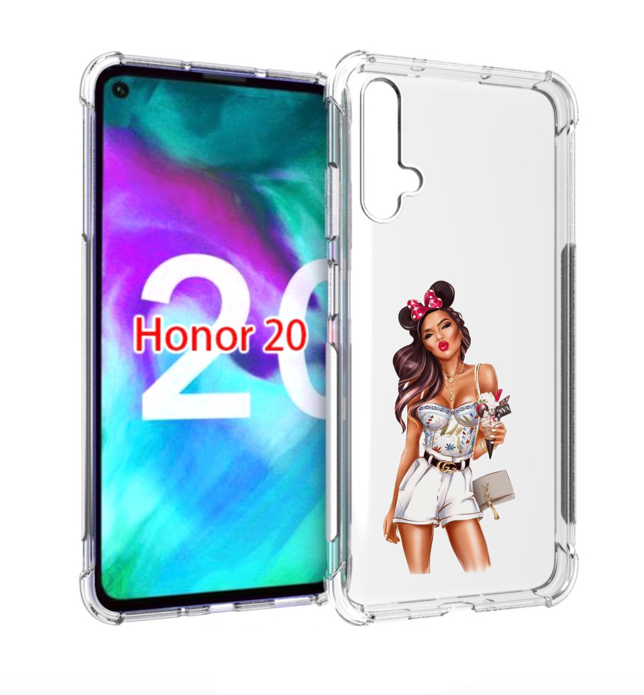 

Чехол бампер MyPads Девушка-микки для Honor 20, Прозрачный, Tocco