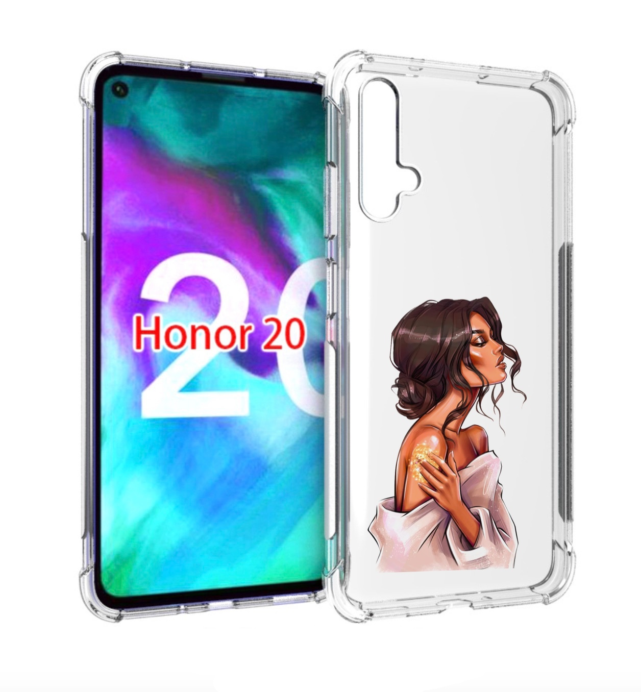 

Чехол бампер MyPads Девушка-нежная женский для Honor 20, Прозрачный, Tocco