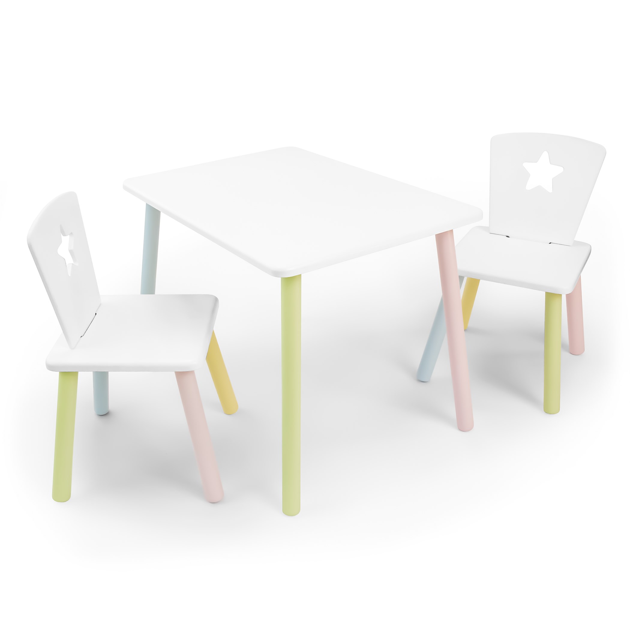 фото Детский комплект стол и 2 стула звезда rolti baby белый/цветной, массив березы/мдф 89925