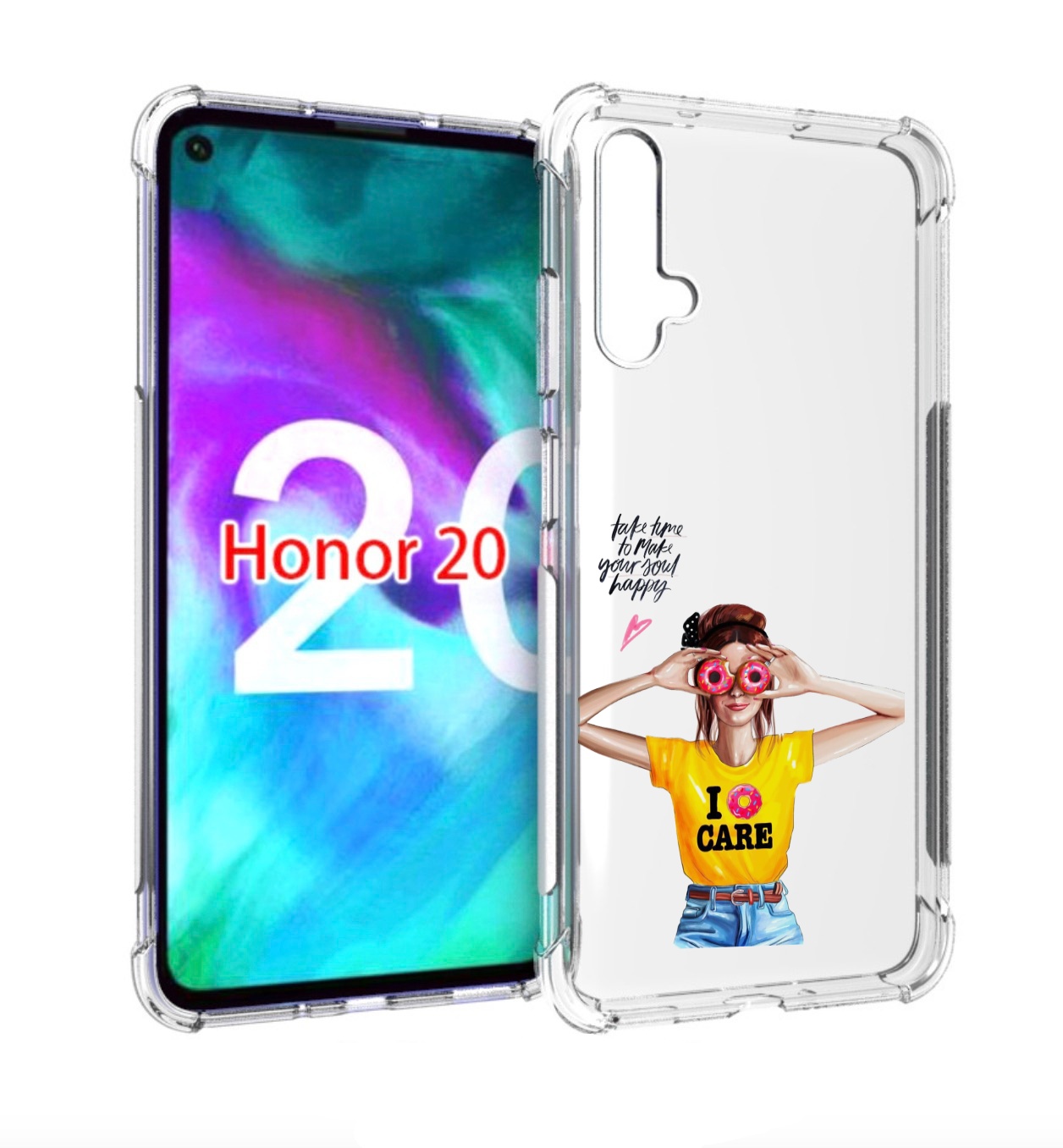 

Чехол бампер MyPads Девушка-с-пончиками женский для Honor, Прозрачный, Tocco