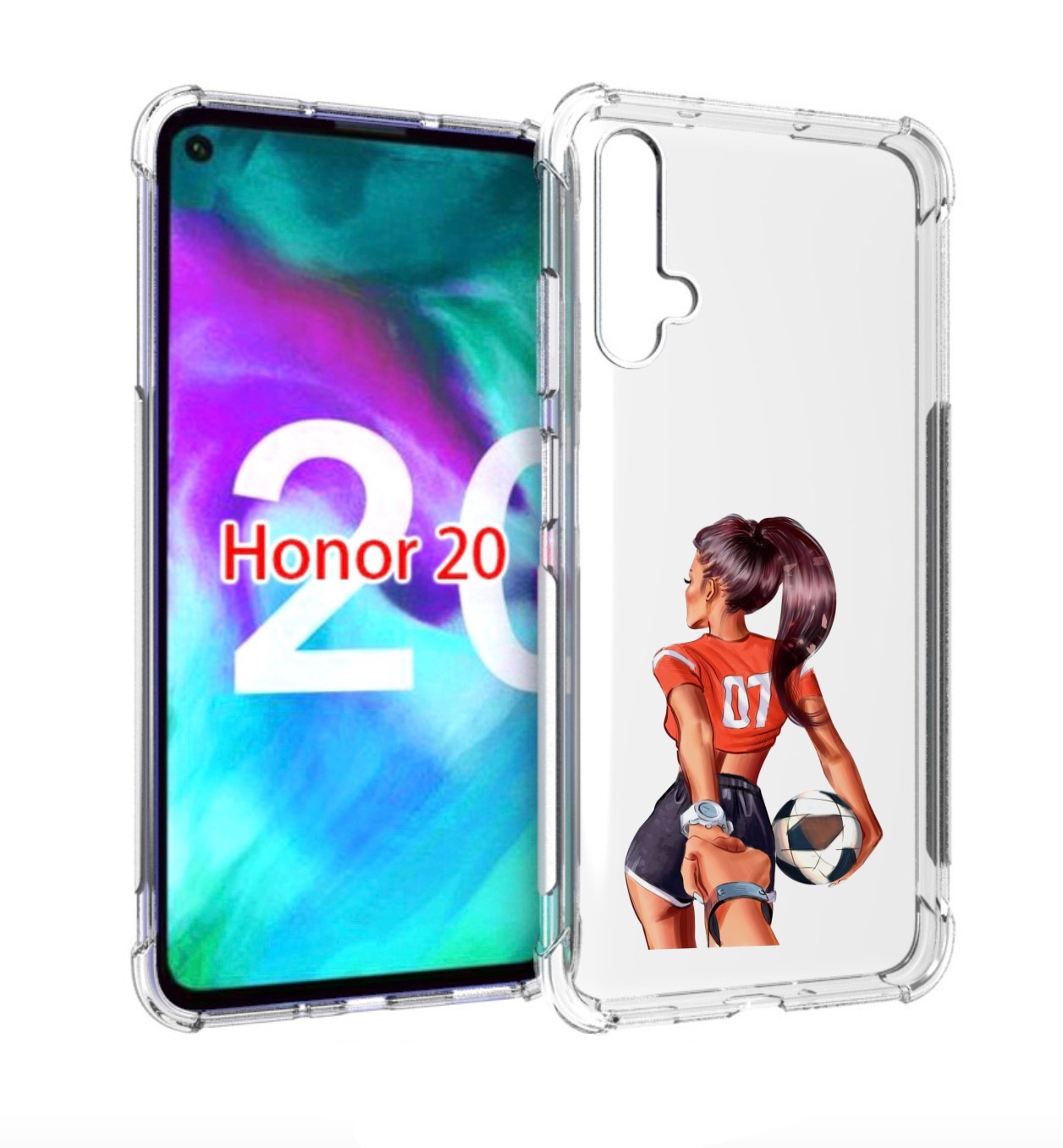 

Чехол бампер MyPads Девушка-футболистка женский для Honor, Прозрачный, Tocco