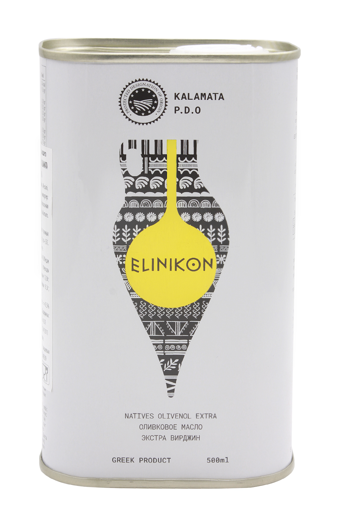 Масло оливковое ELINIKON EVOO KALAMATA P.D.O AC <0,5 ж/б, 500 мл