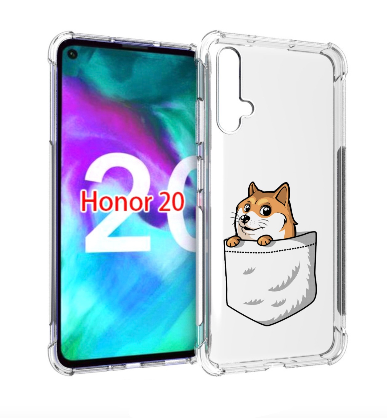 

Чехол бампер MyPads Корги в кармане для Honor 20, Прозрачный, Tocco
