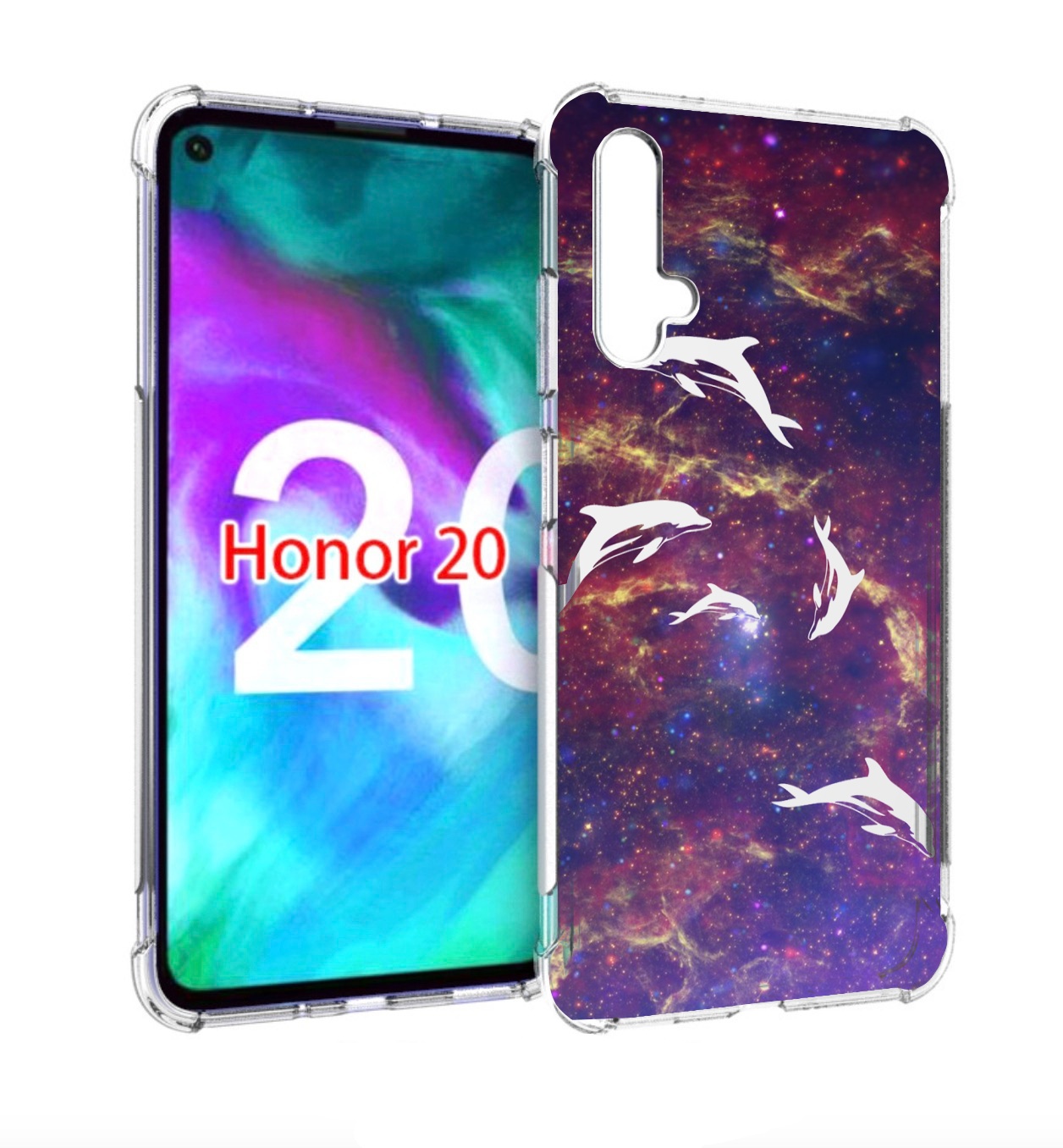 

Чехол бампер MyPads Космические-дельфины для Honor 20 Honor, Прозрачный, Tocco