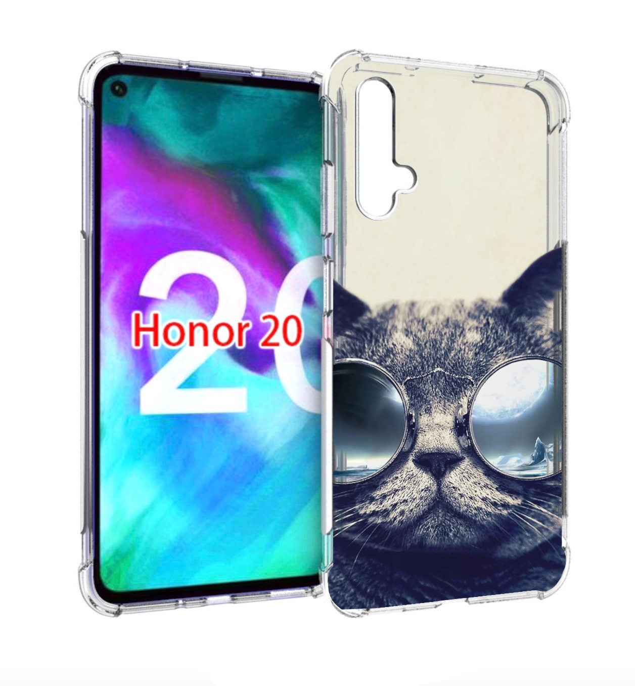 

Чехол бампер MyPads Кот-в-очках-2 для Honor 20, Прозрачный, Tocco