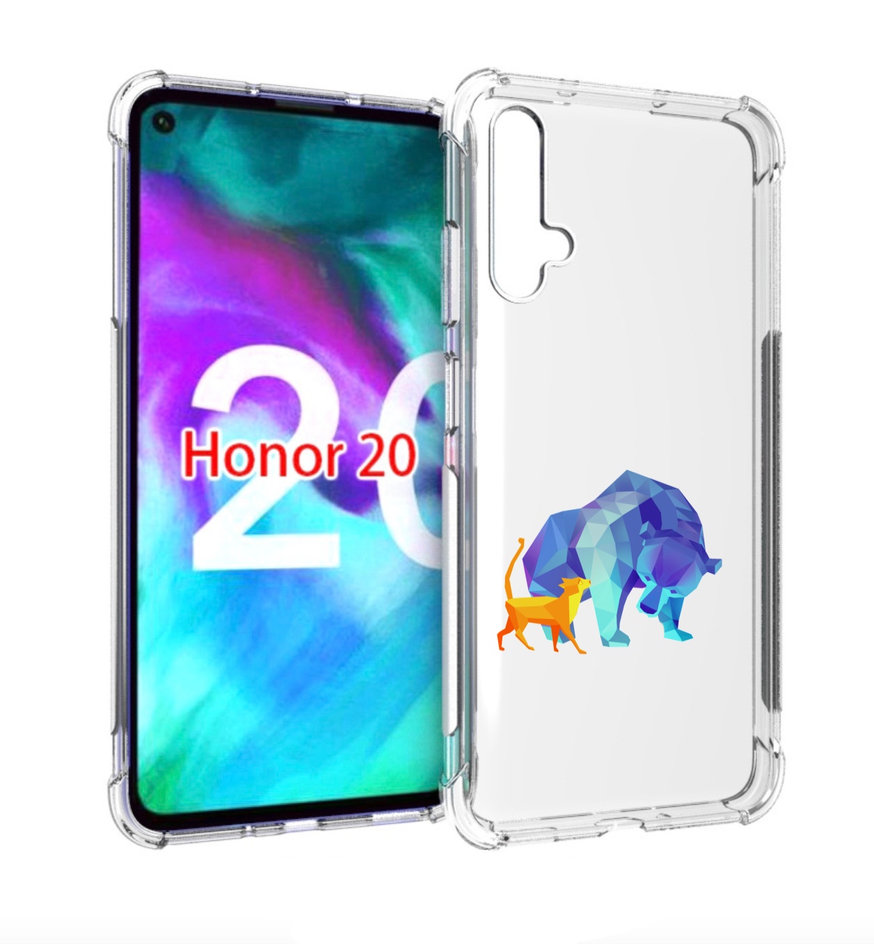 

Чехол бампер MyPads Кот-и-медведь для Honor 20, Прозрачный, Tocco