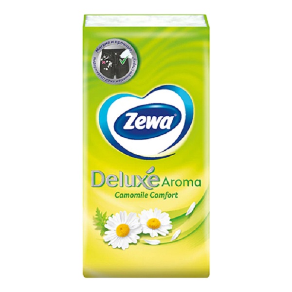 

Носовые платки Zewa Deluxe Camomile трехслойные с ароматом ромашки 10 шт