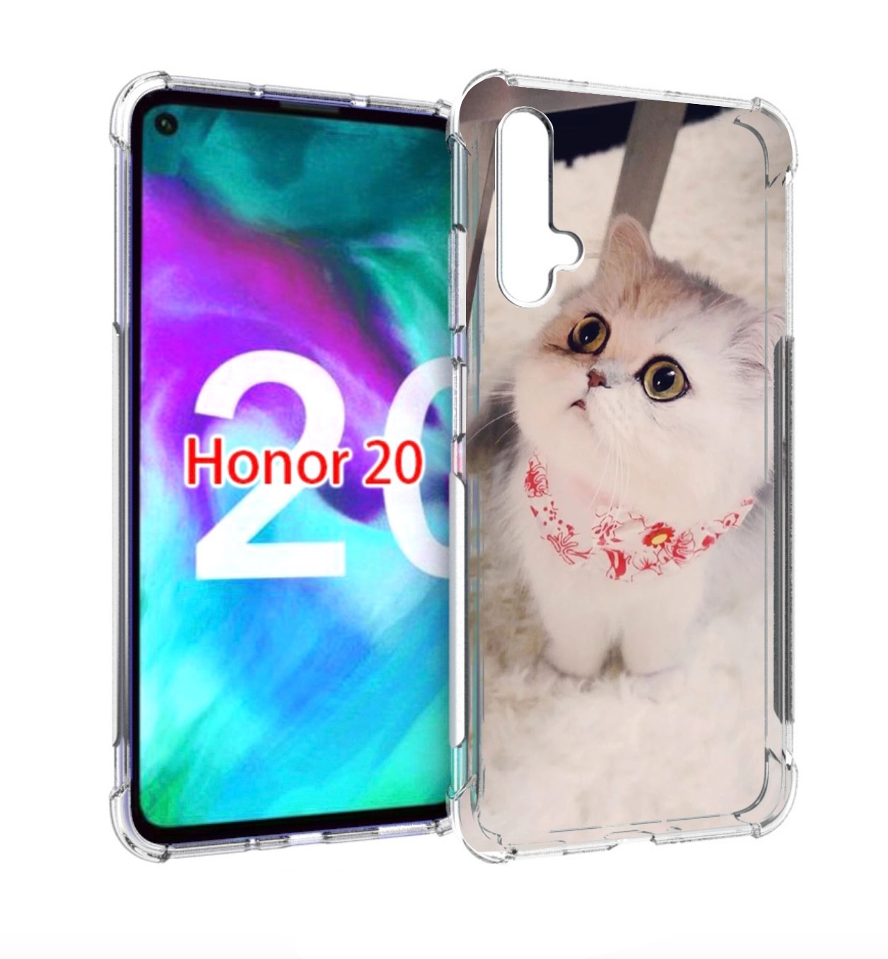 

Чехол бампер MyPads Котеночек женский для Honor 20, Прозрачный, Tocco