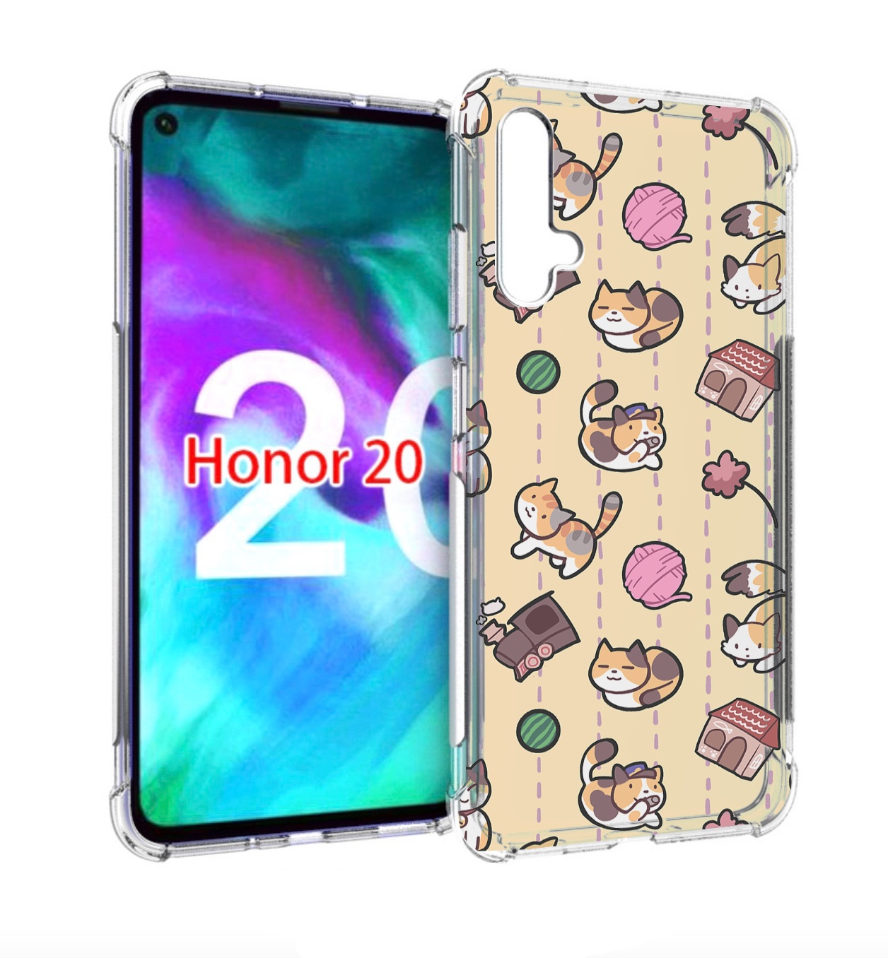 

Чехол бампер MyPads Котики-клубочки для Honor 20, Прозрачный, Tocco