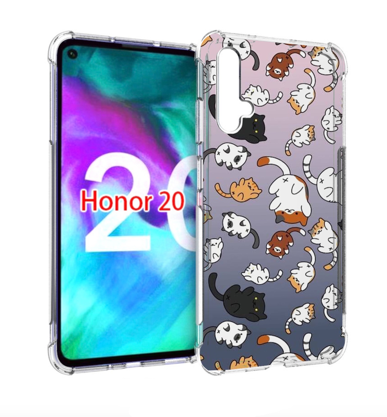 

Чехол бампер MyPads Котики-летают для Honor 20, Прозрачный, Tocco