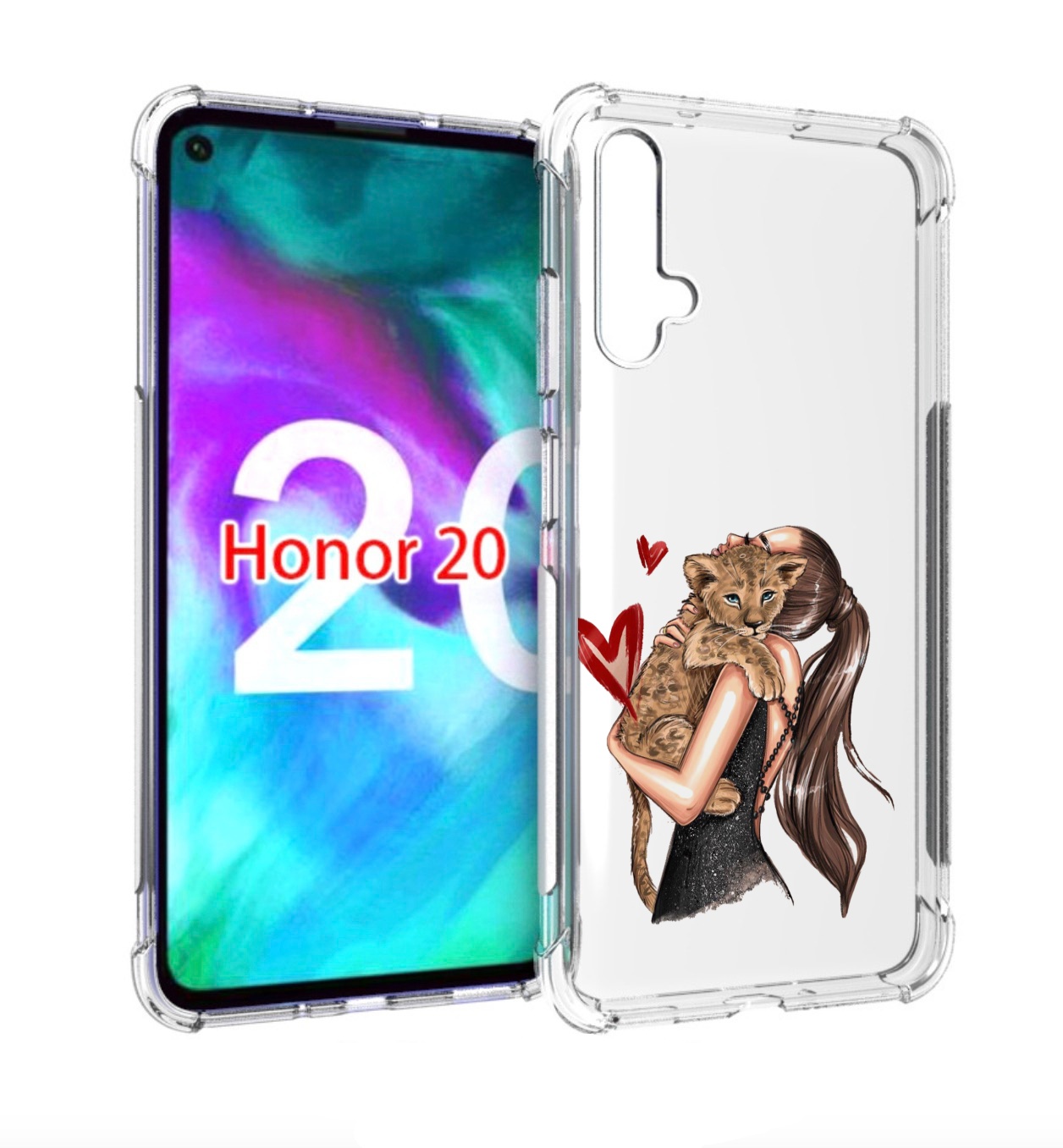

Чехол бампер MyPads Кошачья-любовь для Honor 20, Прозрачный, Tocco