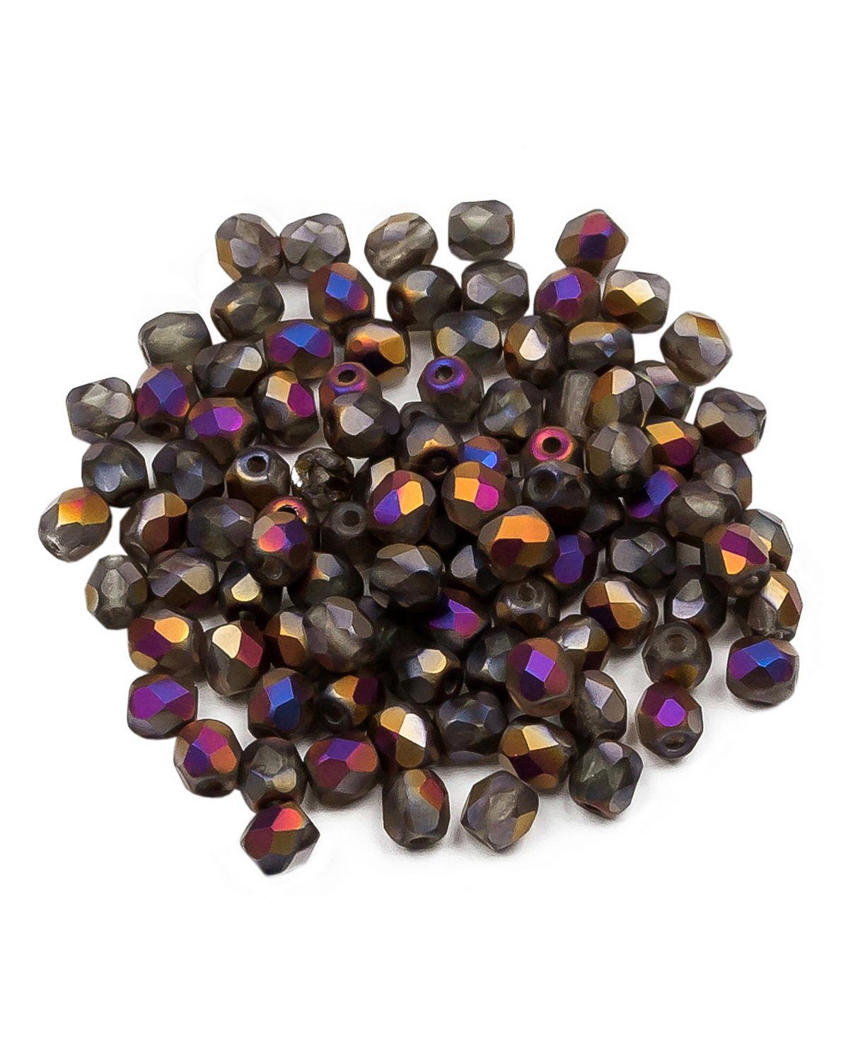 

Стеклянные чешские бусины ганеные круг 3 мм Crystal Sliperit Full Matted 100шт, Разноцветный, FP-3