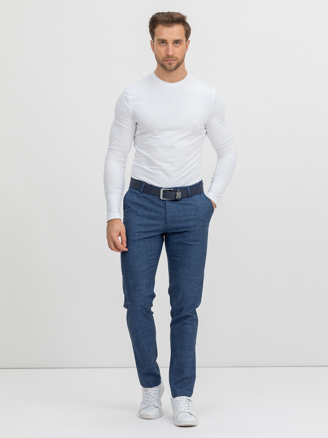 фото Классические брюки мужские marc de cler b-chinos 24881 navy-176 синие 56 ru