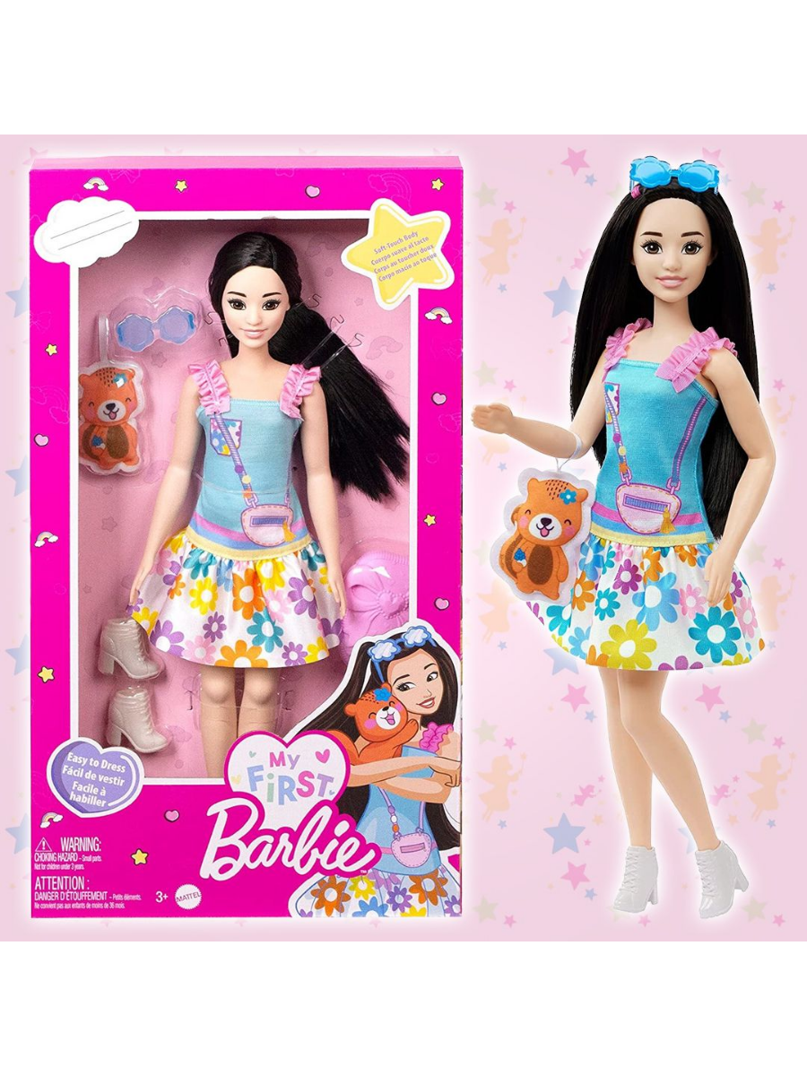 Кукла Barbie 35 см коллекция My First Barbie, мягкое подвижное тело, черные волосы сюрприз кукла на на на тигренок пушистая коллекция с аксессуарами