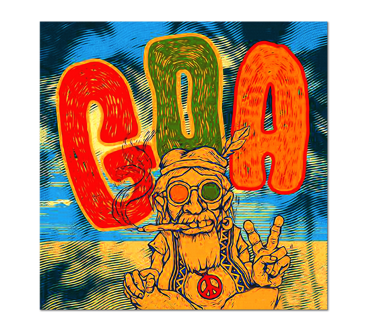 

Картина интерьерная на холсте Poly Print Art Хиппи 70х70 см.