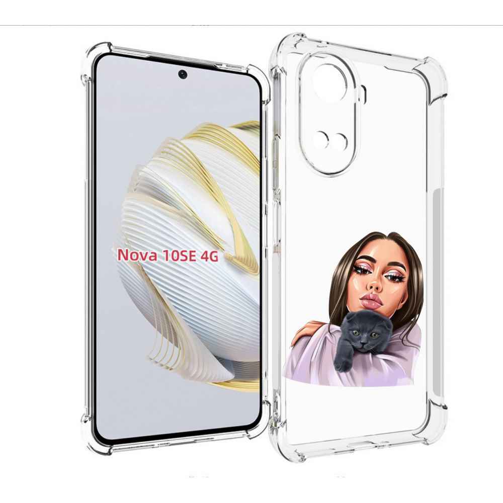 

Чехол MyPads нарисованная-девушка-с-котом женский для Huawei Nova 10 SE, Прозрачный, Tocco