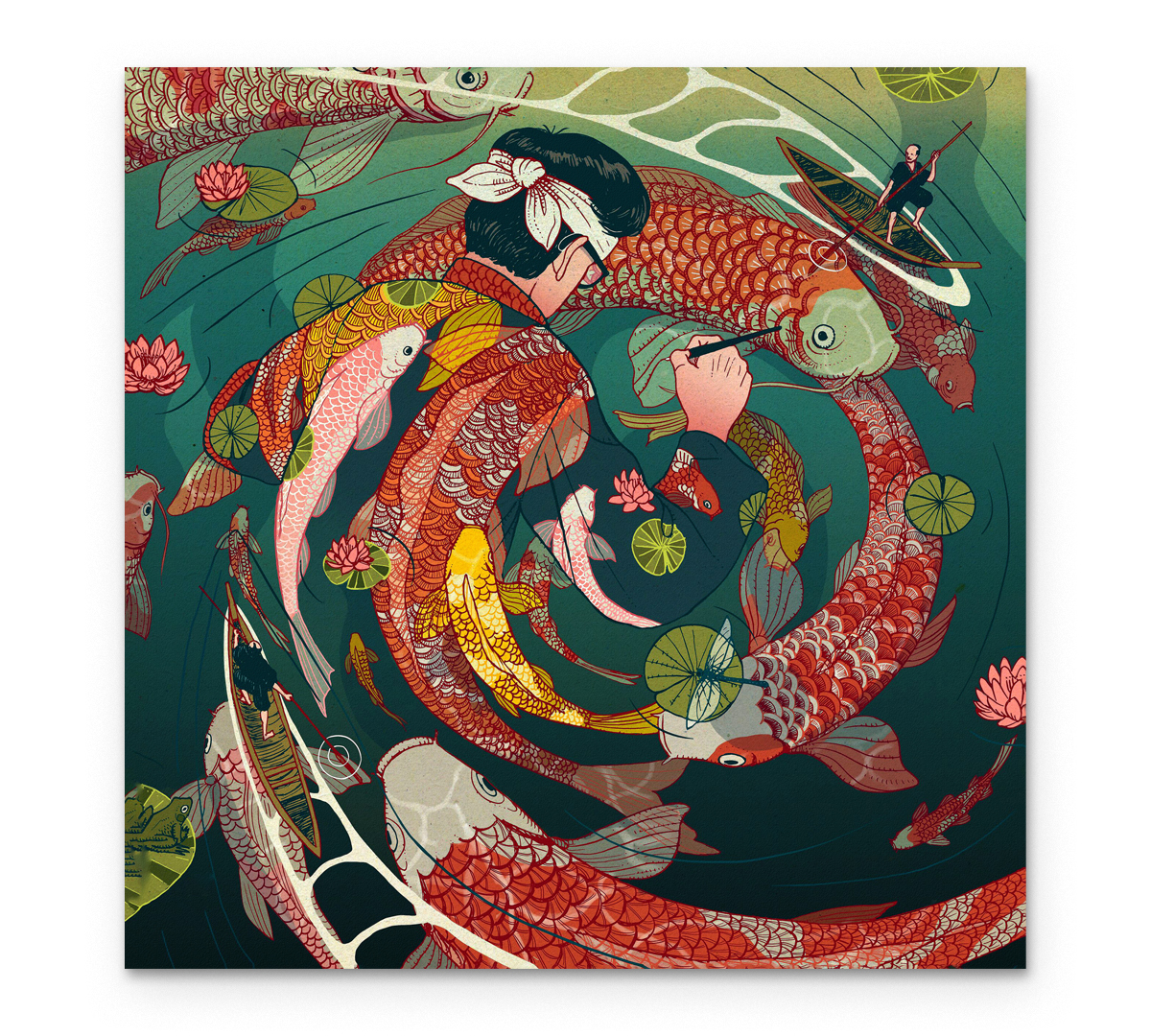 

Картина интерьерная на холсте Poly Print Art Рыбалка 60х60 см.