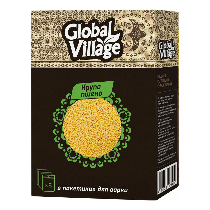 Пшено Global Village шлифованное в пакетиках 80 г х 5 шт