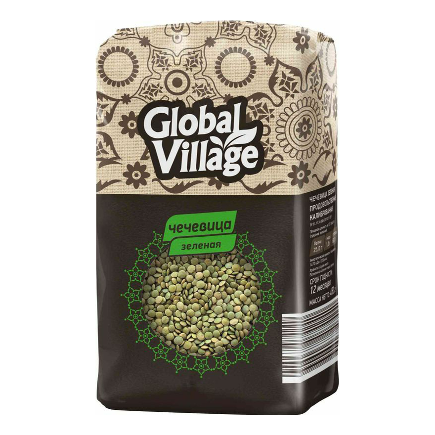 Чечевица Global Village зеленая колотая 450 г