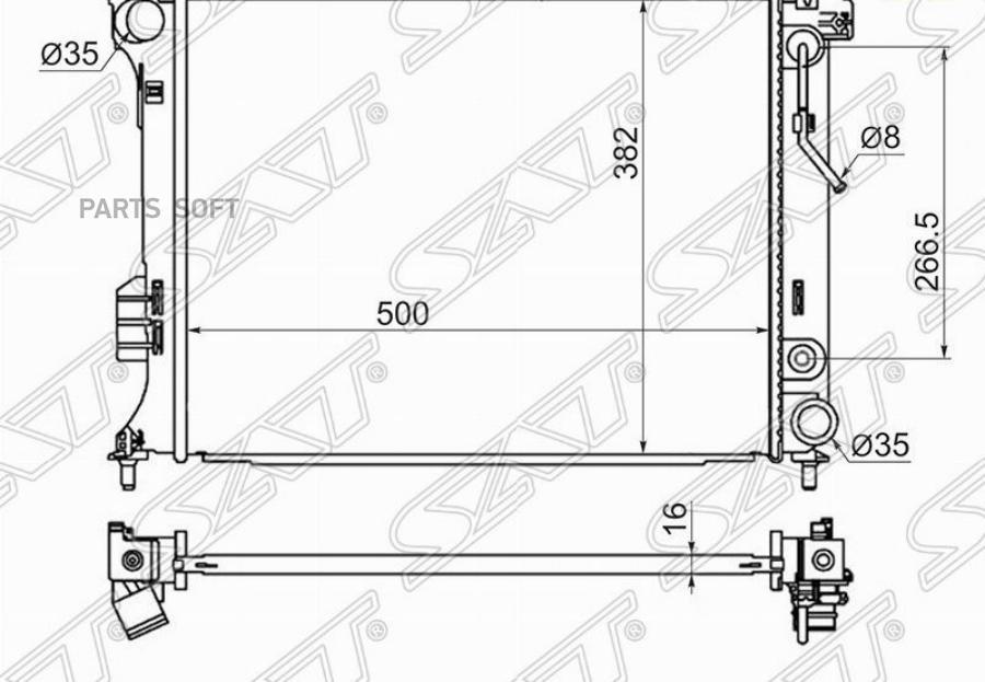 

SAT Радиатор HYUNDAI I20 1.2/1.4/1.6 09-/KIA VENGA 1.4/1.6 10-