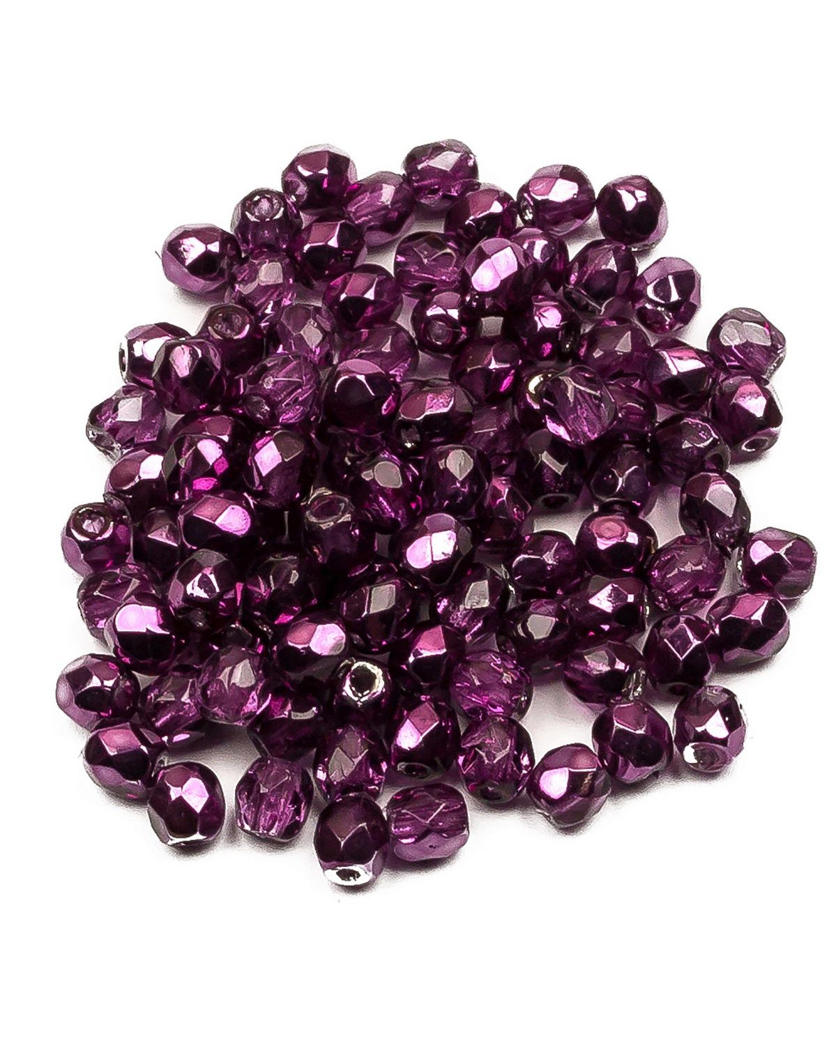 

Стеклянные чешские бусины ганеные круг 3 мм Crystal Amethyst Metallic Ice 100шт, Разноцветный, FP-3