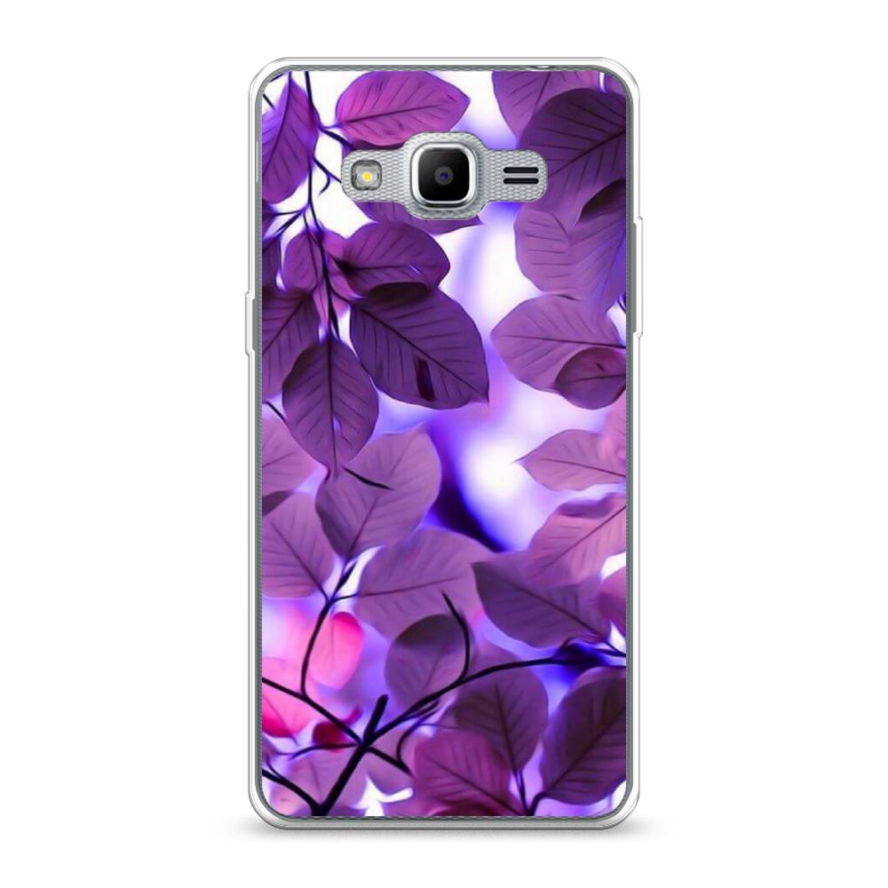 

Чехол на Samsung Galaxy Grand Prime "Сиреневые листики", Фиолетовый;голубой, 22350-2