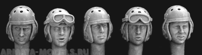 HUH08 5 heads in WW2 US tanker helmet