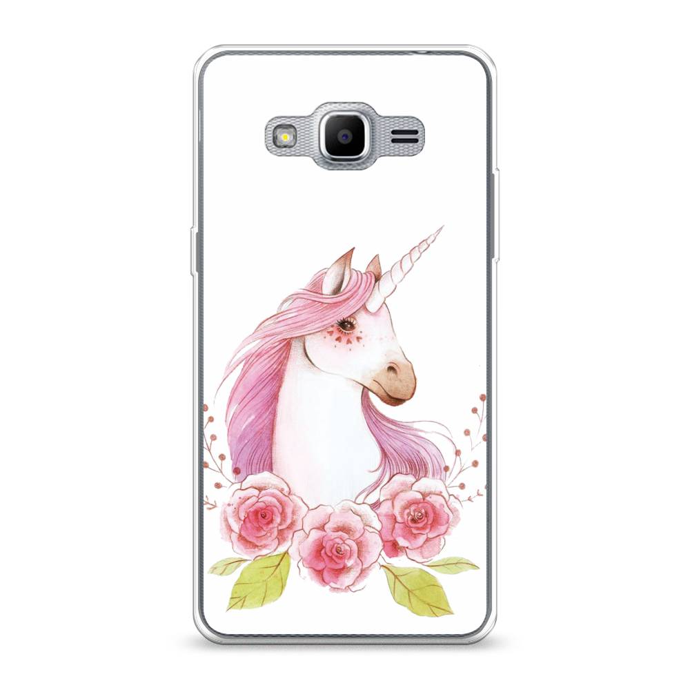 

Чехол на Samsung Galaxy Grand PrimeЕдинорог цветы, Белый;розовый;серый, 22350-1