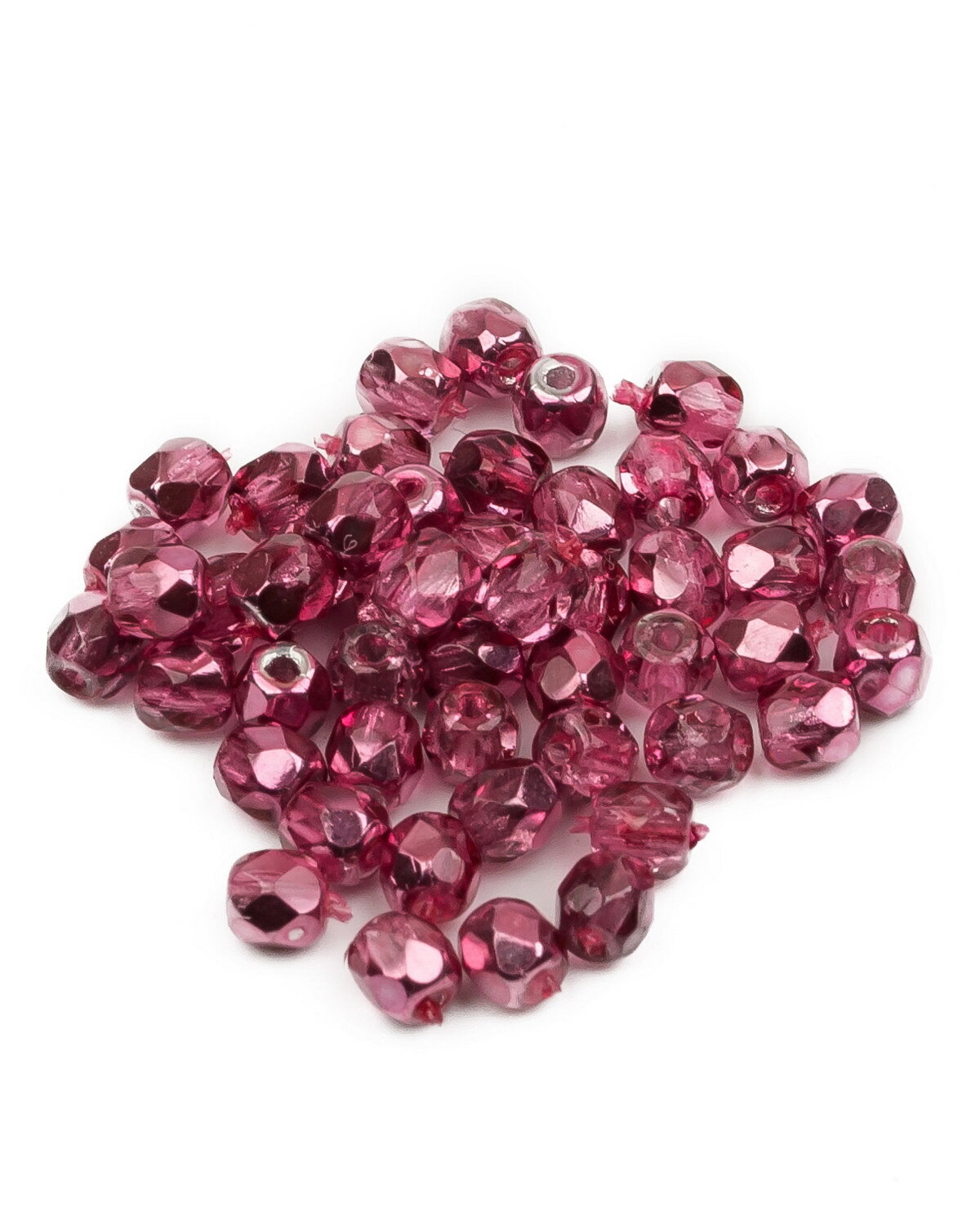 

Стеклянные чешские бусины ганеные круг р-р 3 мм Crystal Rose Metallic Ice 50шт, Розовый, FP-3