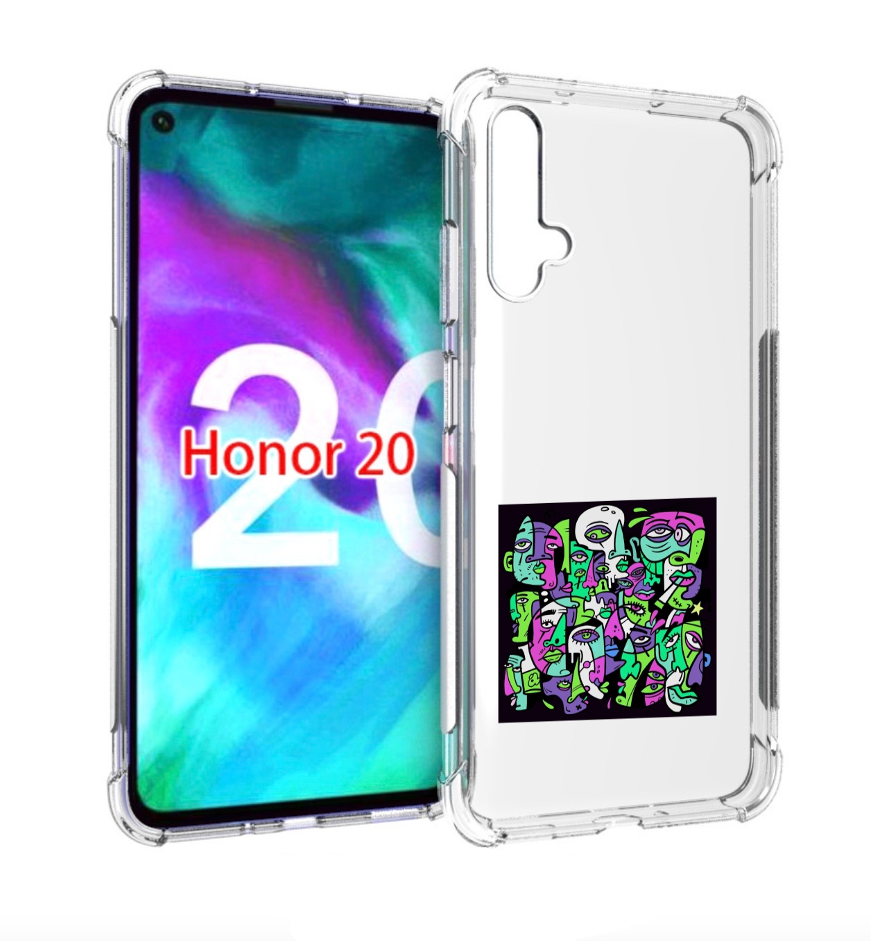 

Чехол бампер MyPads Кривой эфир ATL для Honor 20, Прозрачный, Tocco