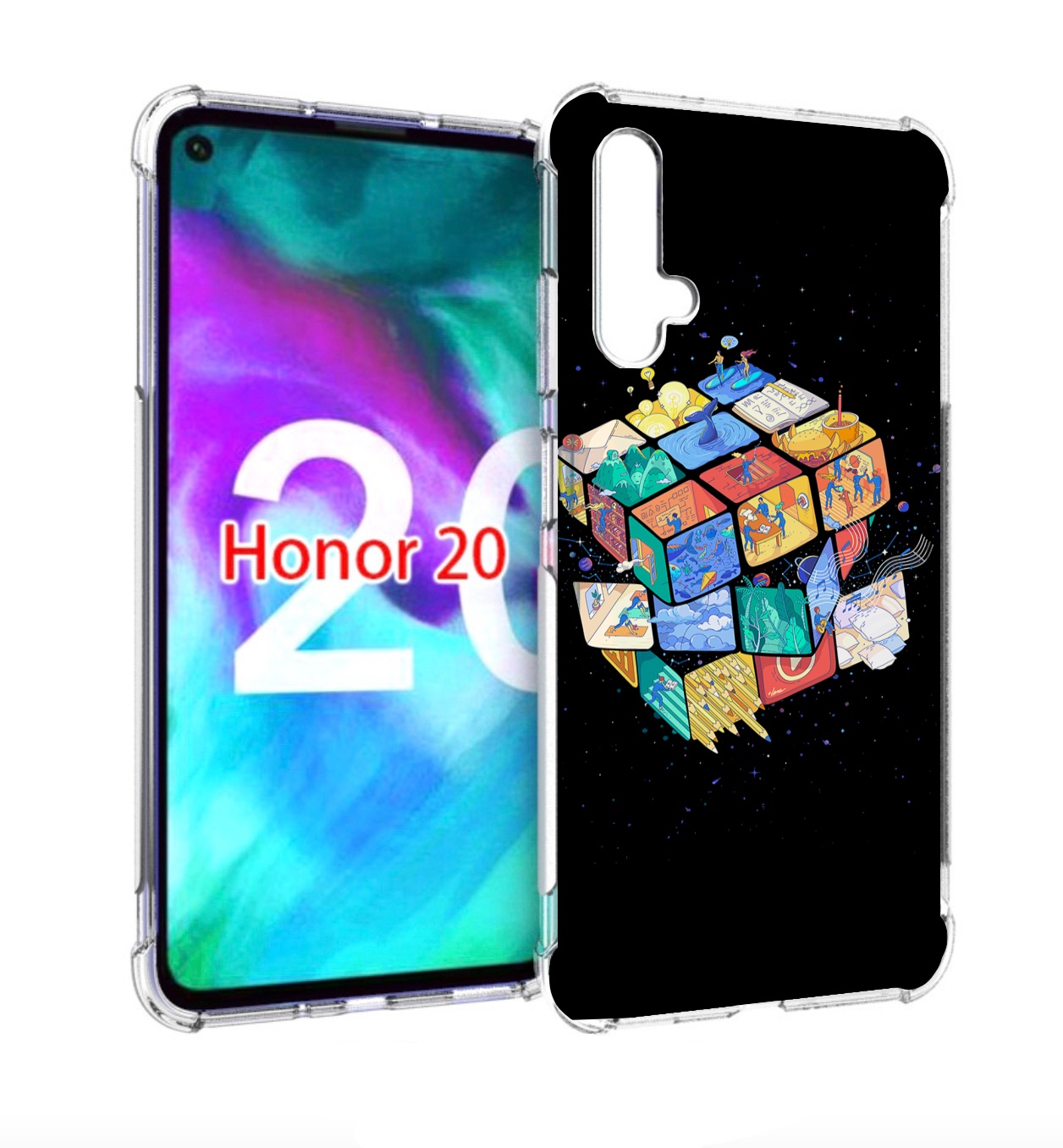 

Чехол бампер MyPads Кубик-Рубика для Honor 20, Прозрачный, Tocco