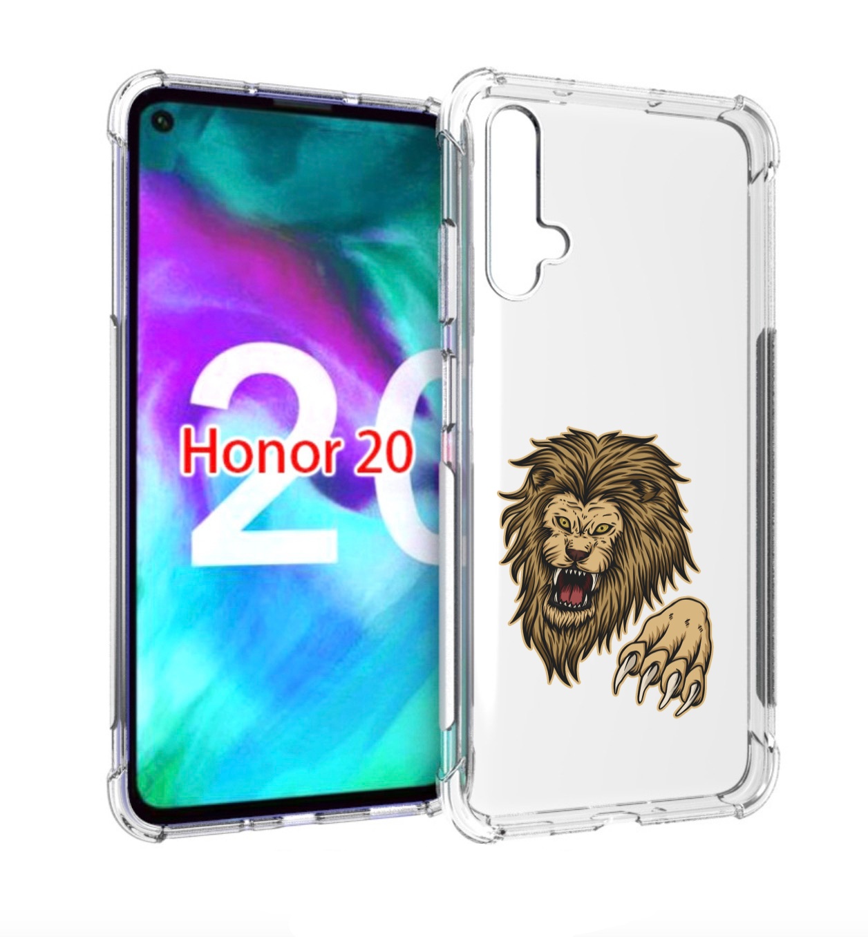 

Чехол бампер MyPads Лев-завоеватель мужской для Honor 20, Прозрачный, Tocco