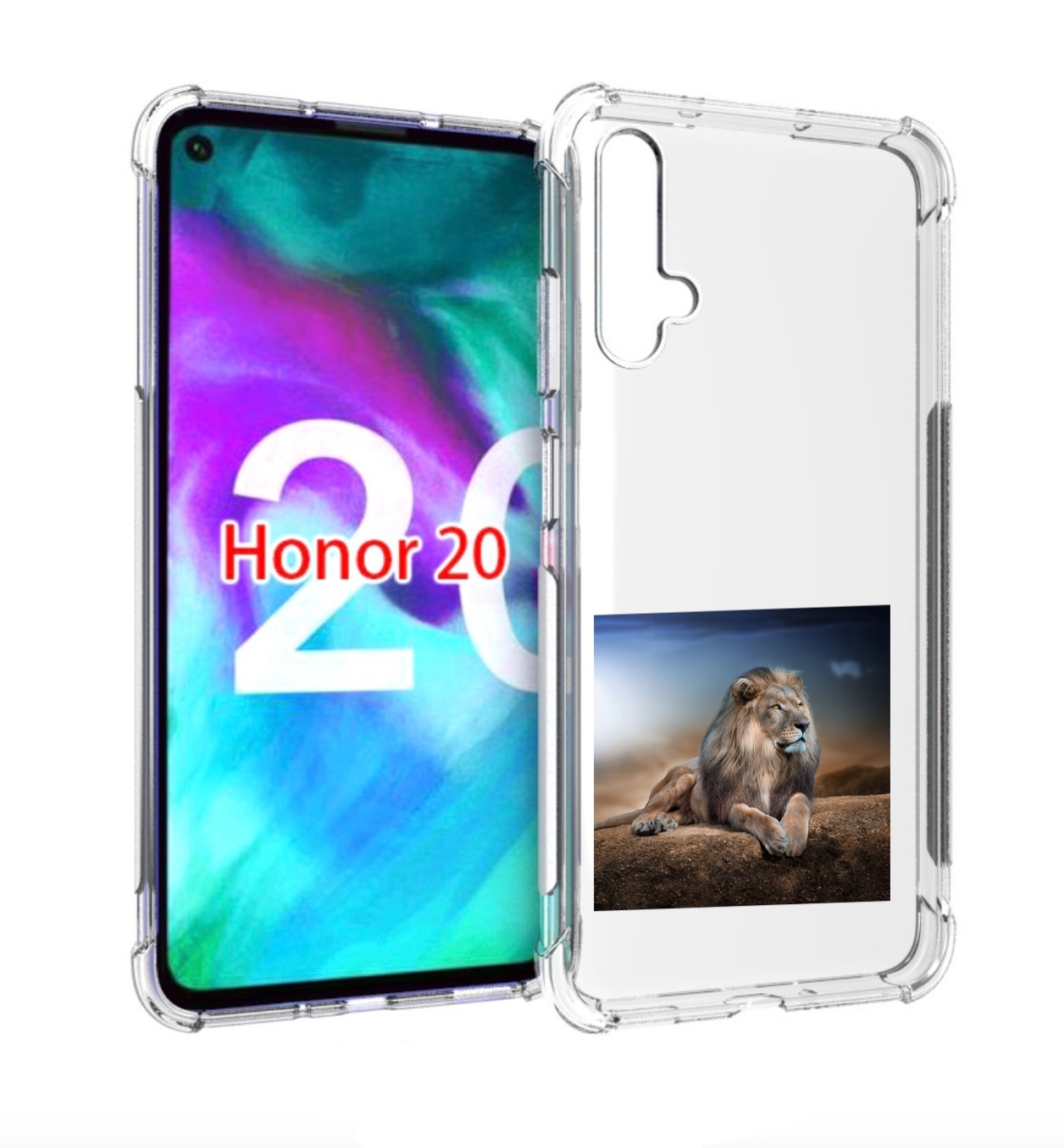 

Чехол бампер MyPads Лев-наблюдает для Honor 20, Прозрачный, Tocco