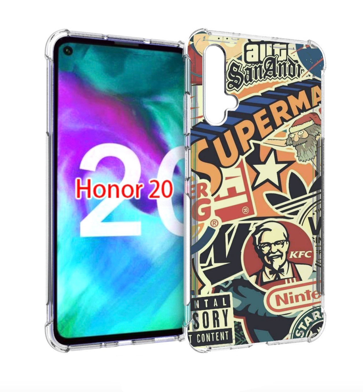 

Чехол бампер MyPads Лейблы-на-постере для Honor 20, Прозрачный, Tocco