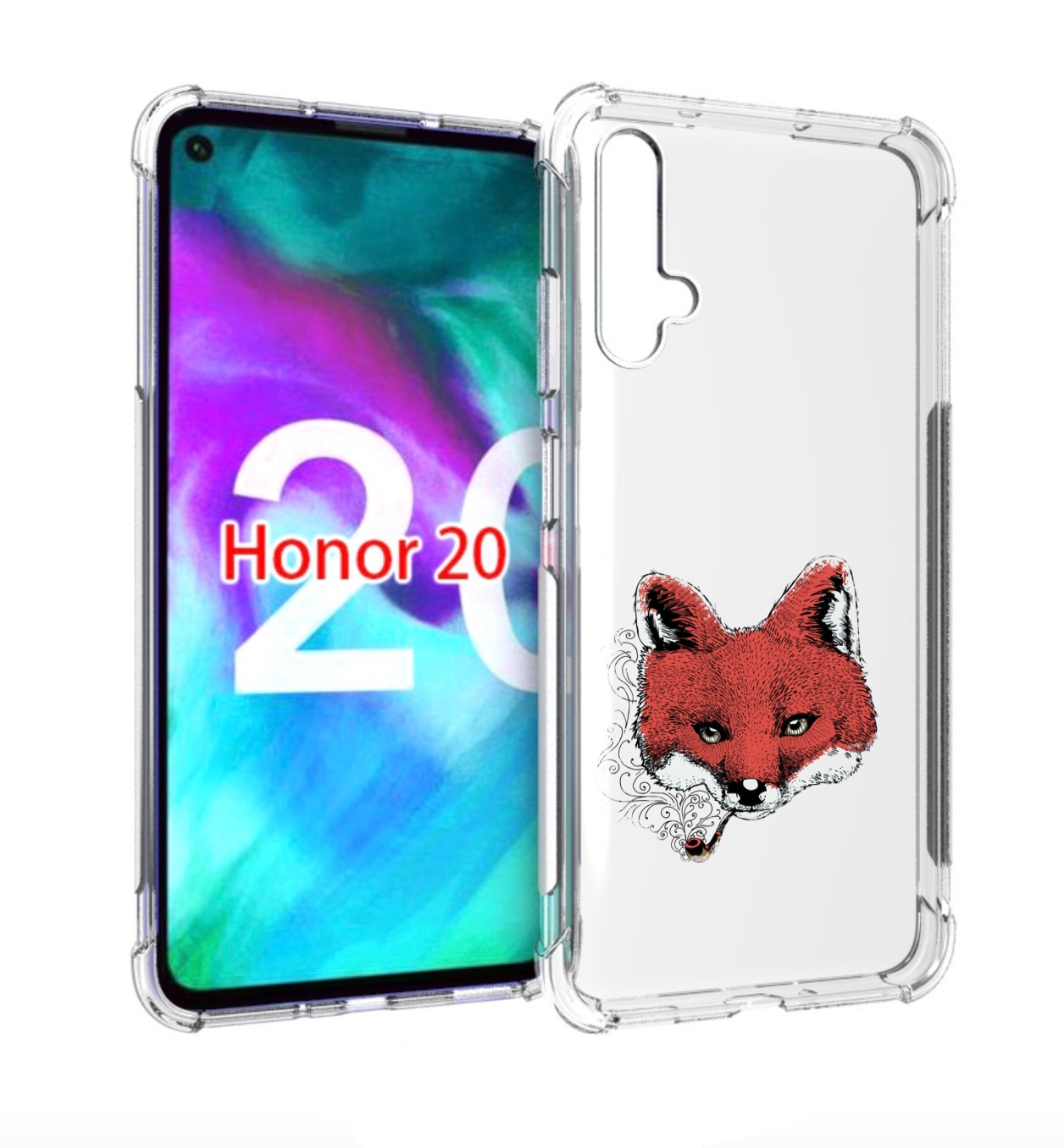 

Чехол бампер MyPads Лис с трубкой для Honor 20, Прозрачный, Tocco