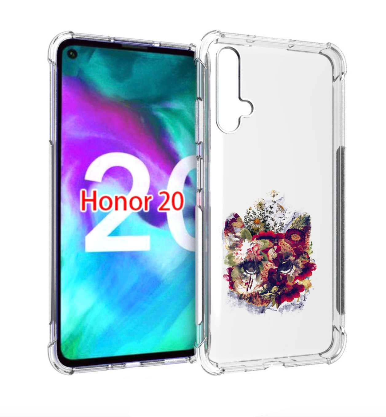 

Чехол бампер MyPads Лиса в цветах-2 для Honor 20, Прозрачный, Tocco