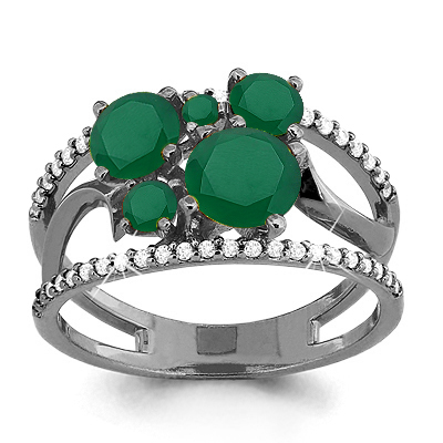 

Кольцо из серебра с агатом/фианитом р., Aquamarine 6508409А, 6508409А_925_р