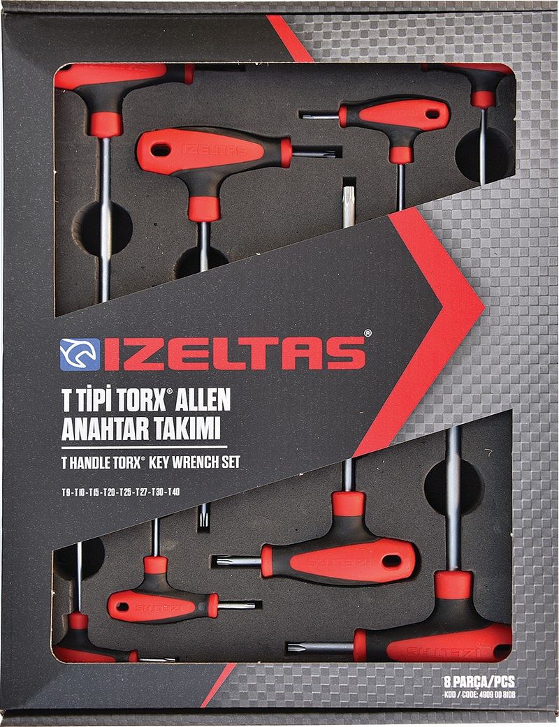 Набор Т-образных Torx ключей IZELTAS 8 предметов 4909008108 фломастеры 6 ов вентилируемый колпачок в картонной коробке