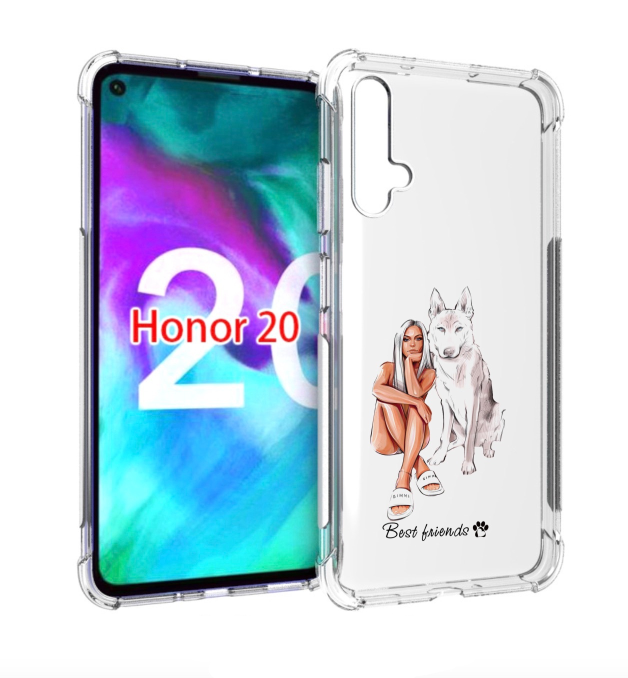 

Чехол бампер MyPads Лучшие-друзья для Honor 20, Прозрачный, Tocco