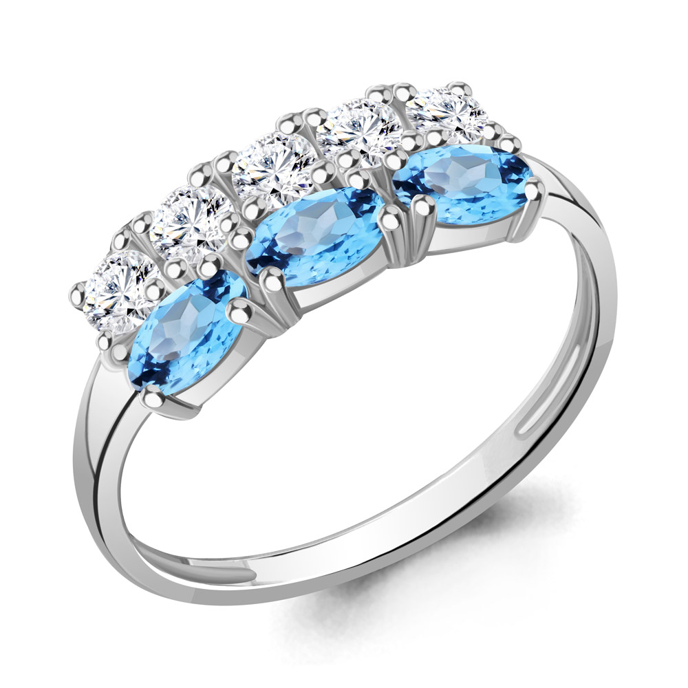 

Кольцо из серебра с топазом/фианитом р. Aquamarine 6535505А, 6535505А_925_р